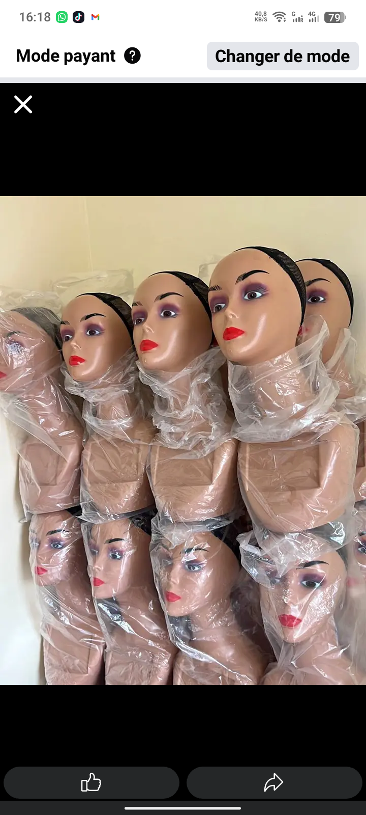 Perruques synthétiques et tête de mannequin