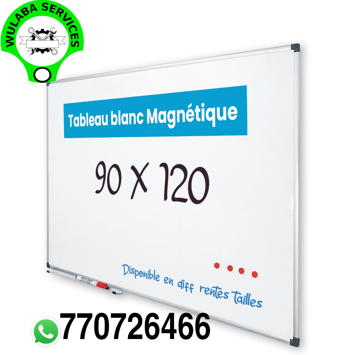 TABLEAU BLANC EFFACABLE 90cmx120cm
