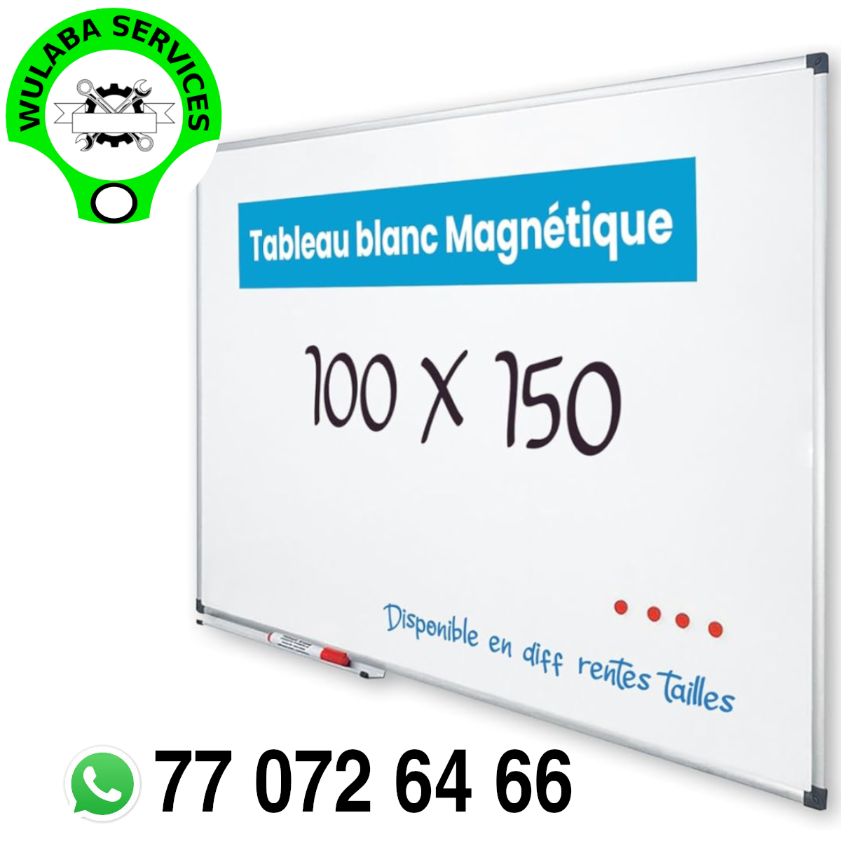 TABLEAU BLANC EFFACABLE 100cmx150cm