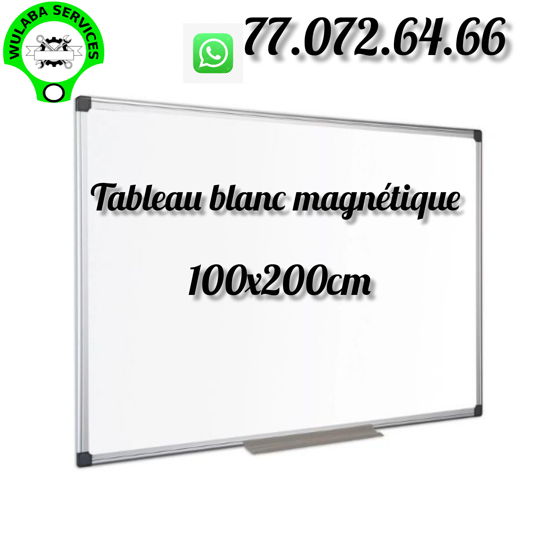 TABLEAU BLANC EFFACABLE 100cmx200cm