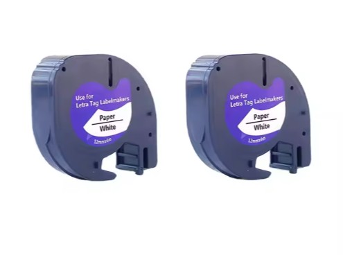 Ruban pour Étiqueteuse Compatible avec Dymo LetraTag Ruban Plastique 12mm x 4m