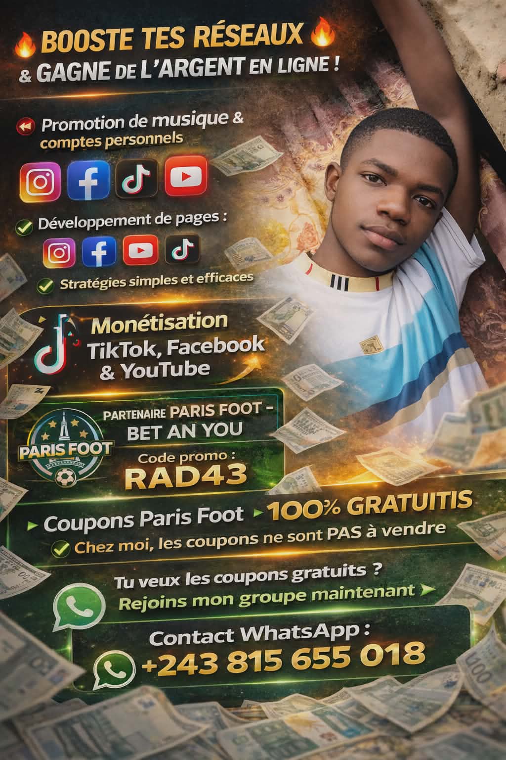 Comment gagner des revenus avec des réseaux sociaux Tik tok Facebook YouTube aussi comment booster vos réseaux sociaux pour avoir des visibilité