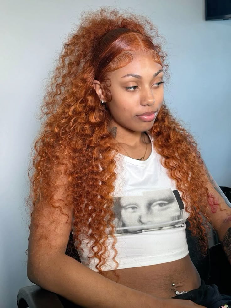 Perruque Bouclée Rousse Lace Frontal