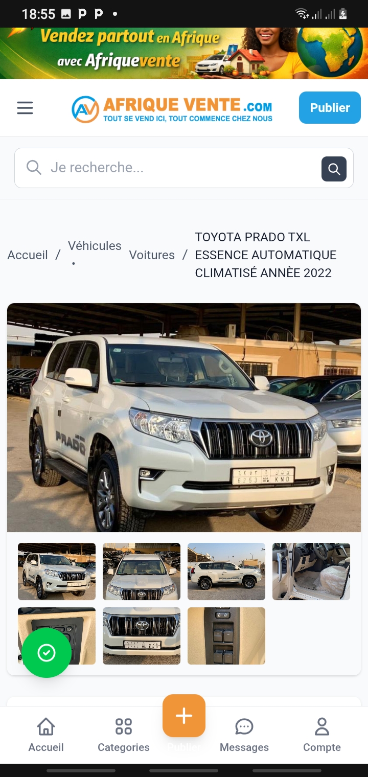 Toyota prado txl essence automatique année 2022