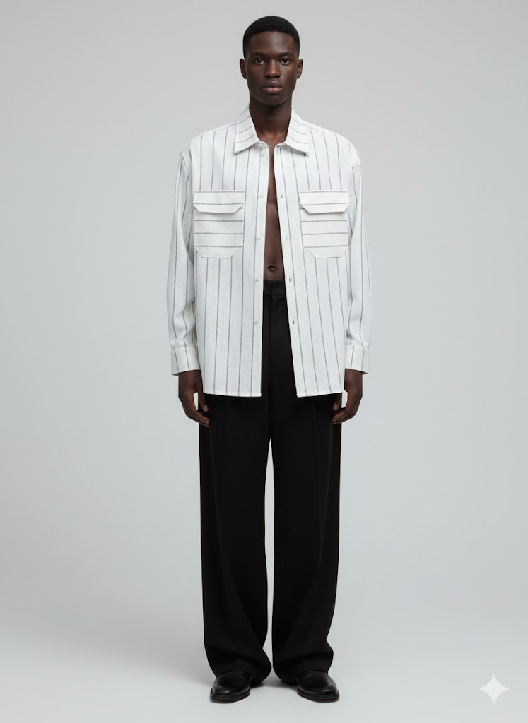 Chemise Homme Blanche Rayée Manches Longues