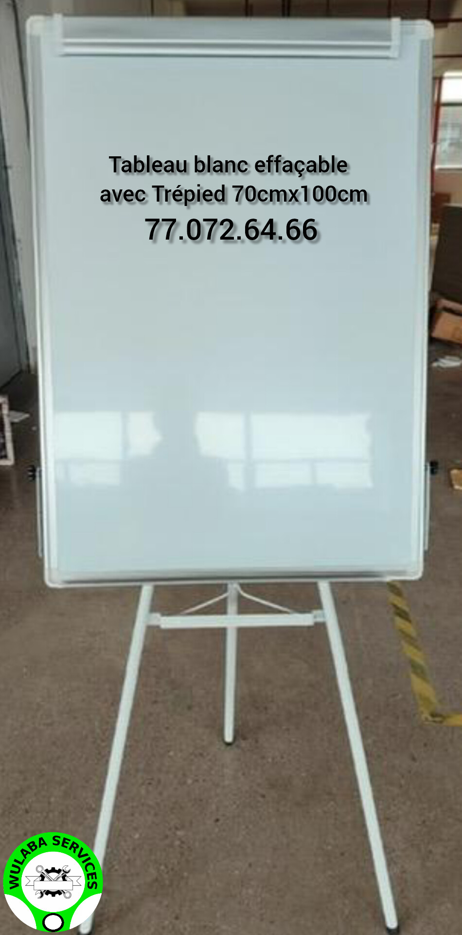 TABLEAU BLANC EFFACABLE Avec TREPIED 70cmx100cm