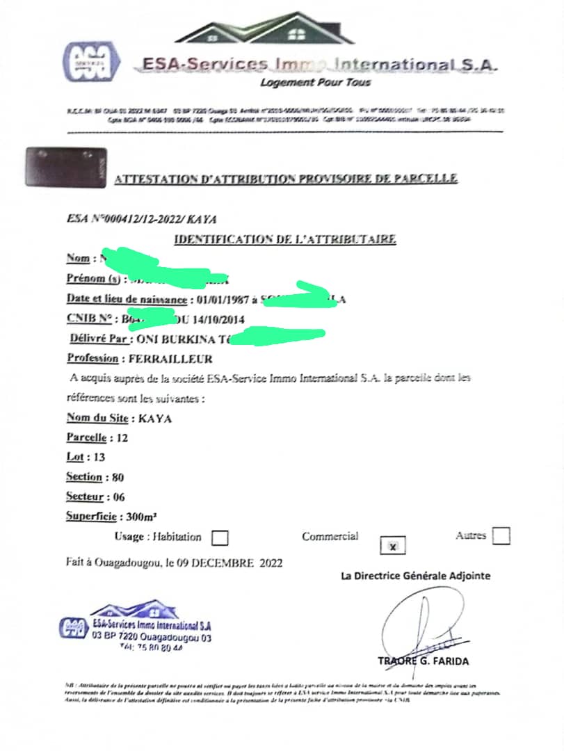 Terrain à vendre à Kaya au Burkina Faso