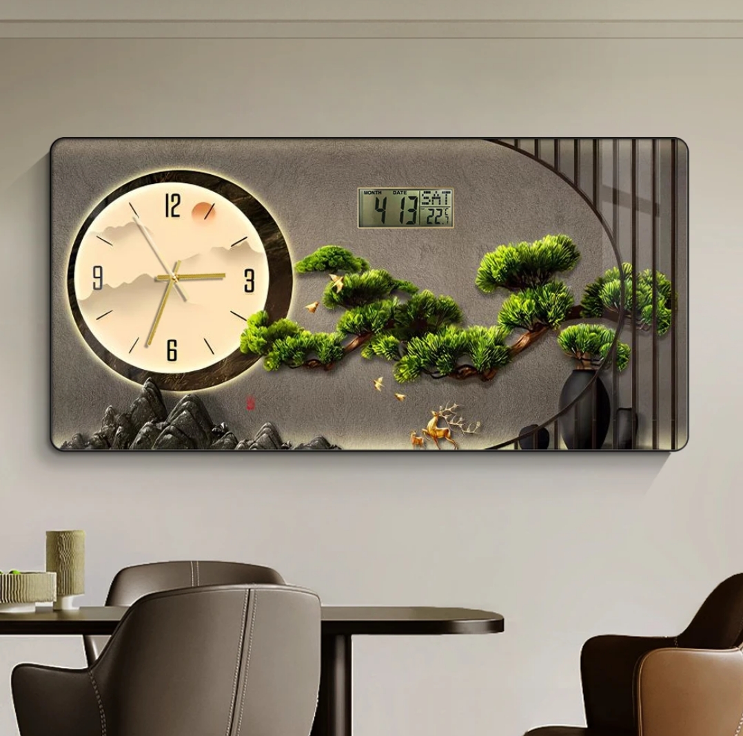 Tableau murale décoratif avec horloges numérique et analogiques