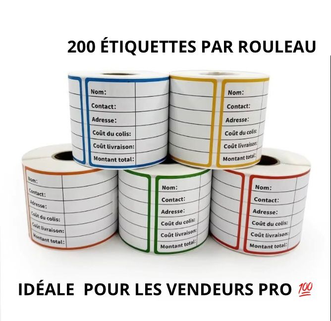 Étiquettes autocollantes 200 étiquettes par rouleau