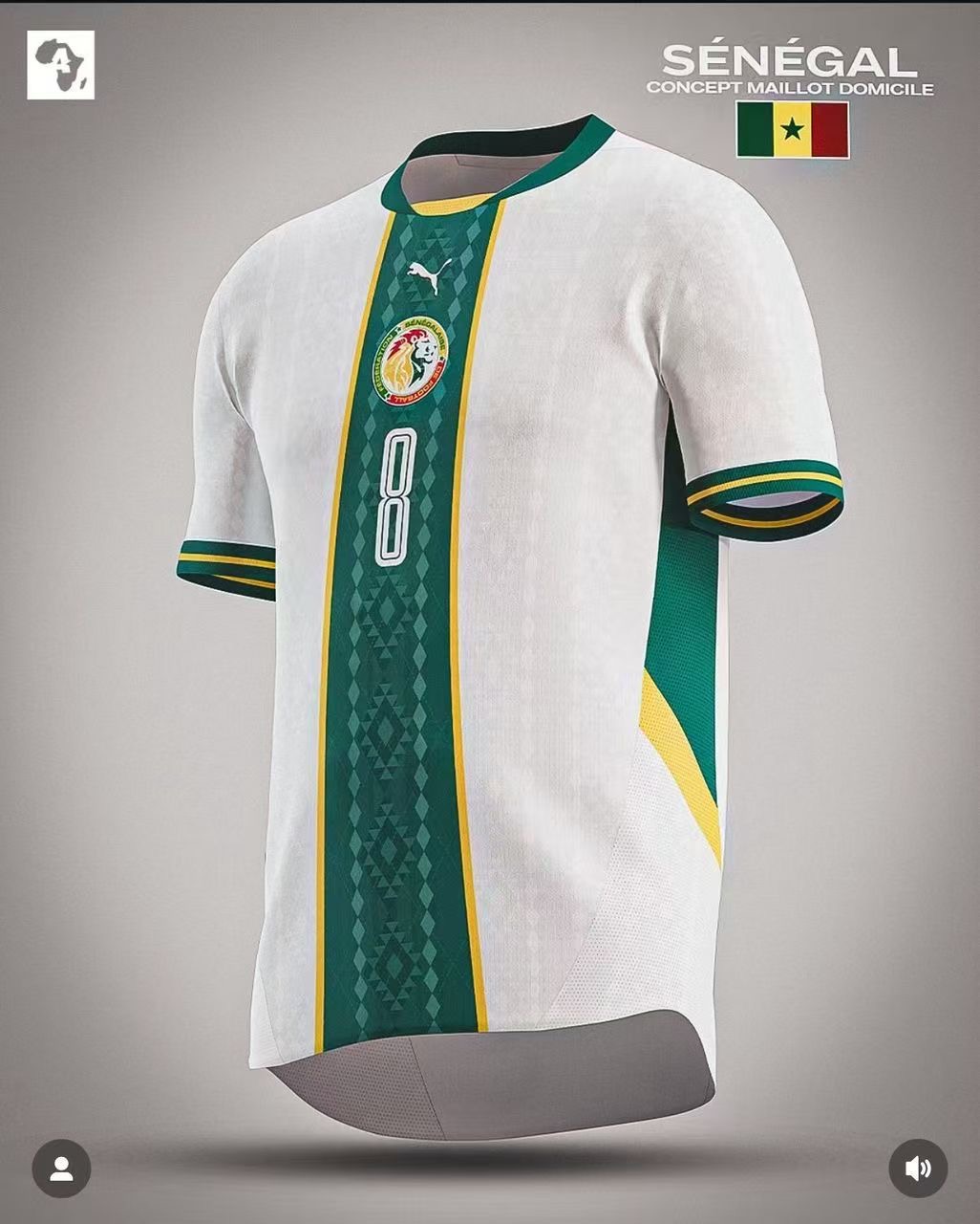 Maillot Sénégal nouveau format à vendre