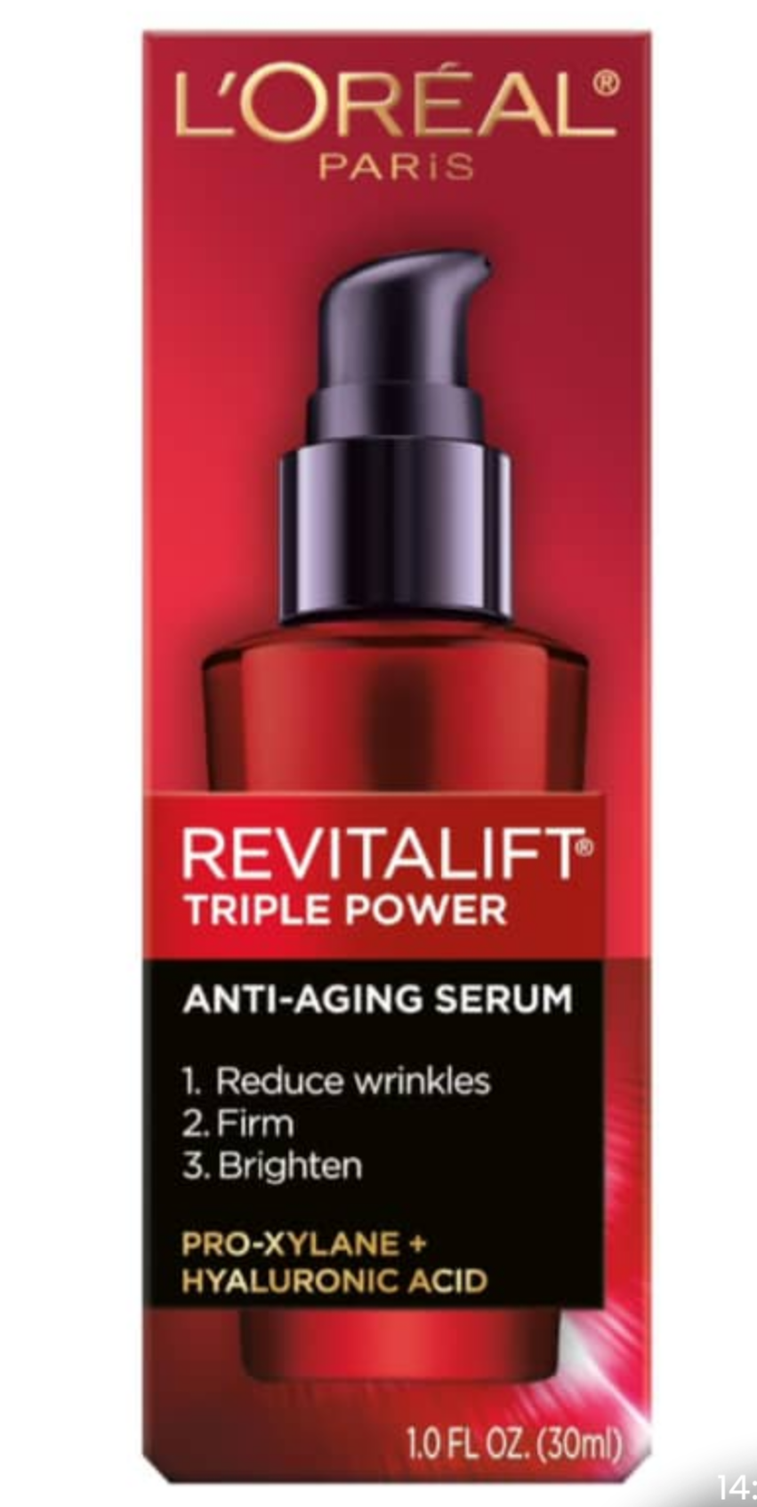 Sérum visage à l'acide hyaluronique pur 1,5 % L'Oréal Paris pour une hydratation intense et repulper visiblement la peau.