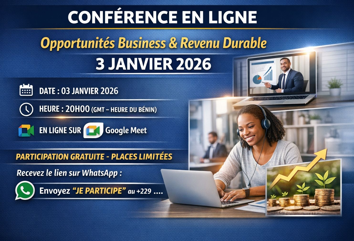 Conférence en Ligne : Opportunités Business & Revenu Durable – 3 Janvier 2026