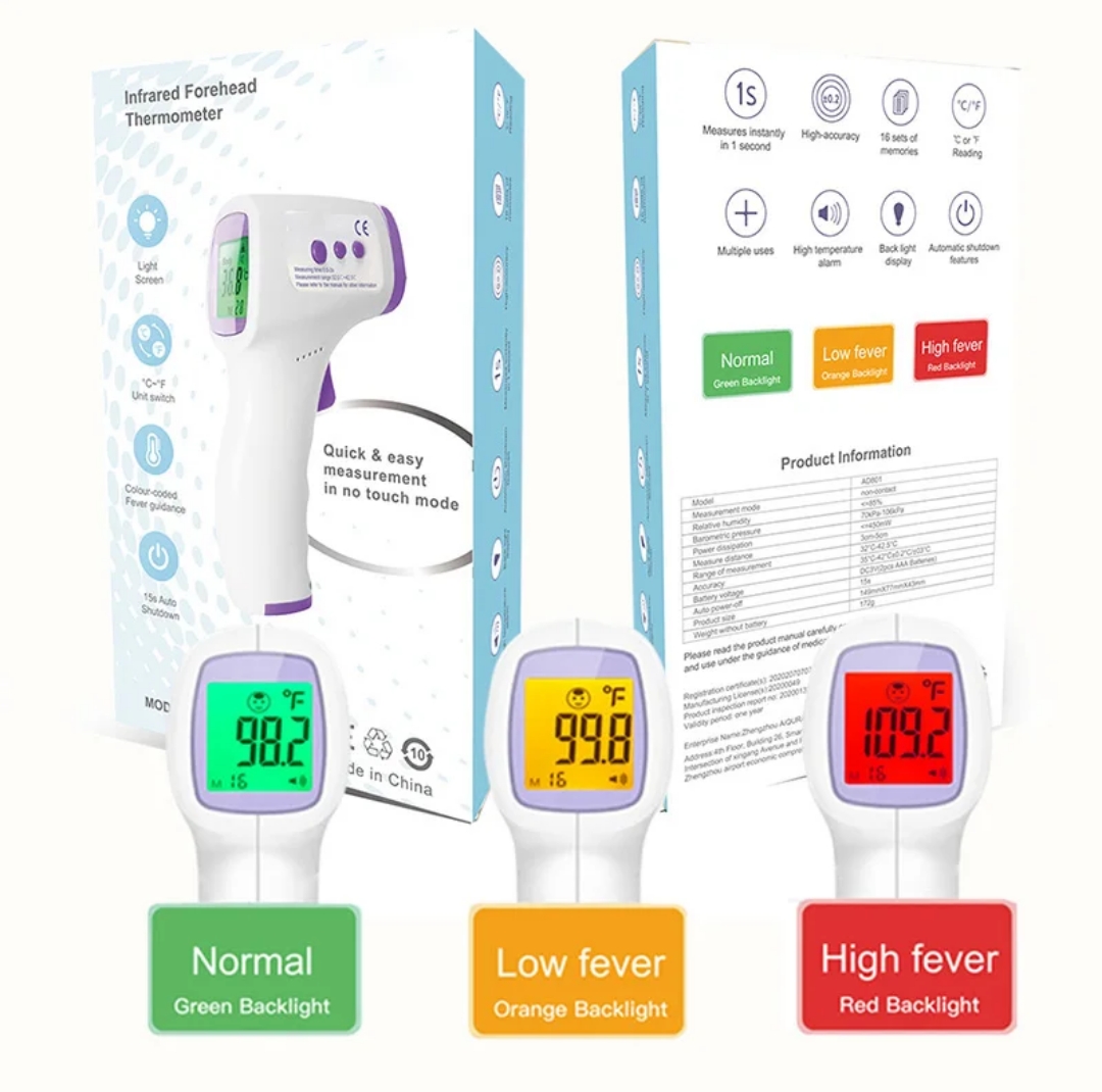 Thermomètre frontal infra rouge
