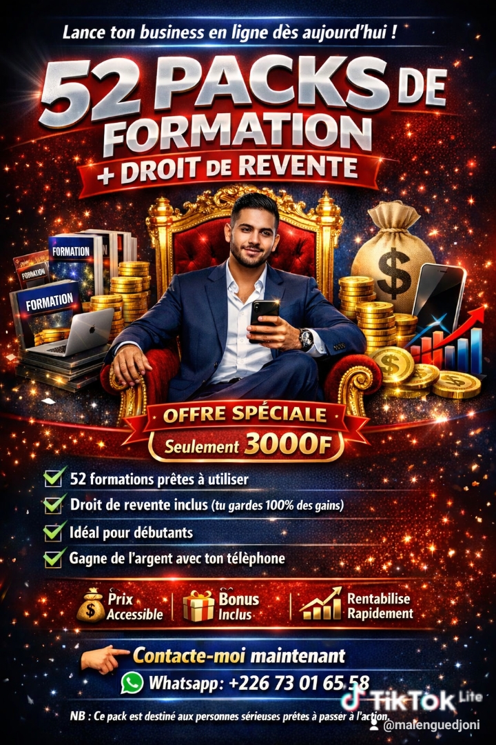 52pack de formation avec droit de revendre